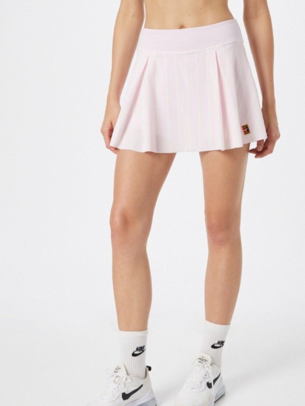 Nike Tennis Skirt XS Pink Yellow Striped Pleated Mini Activewear Logo Skort